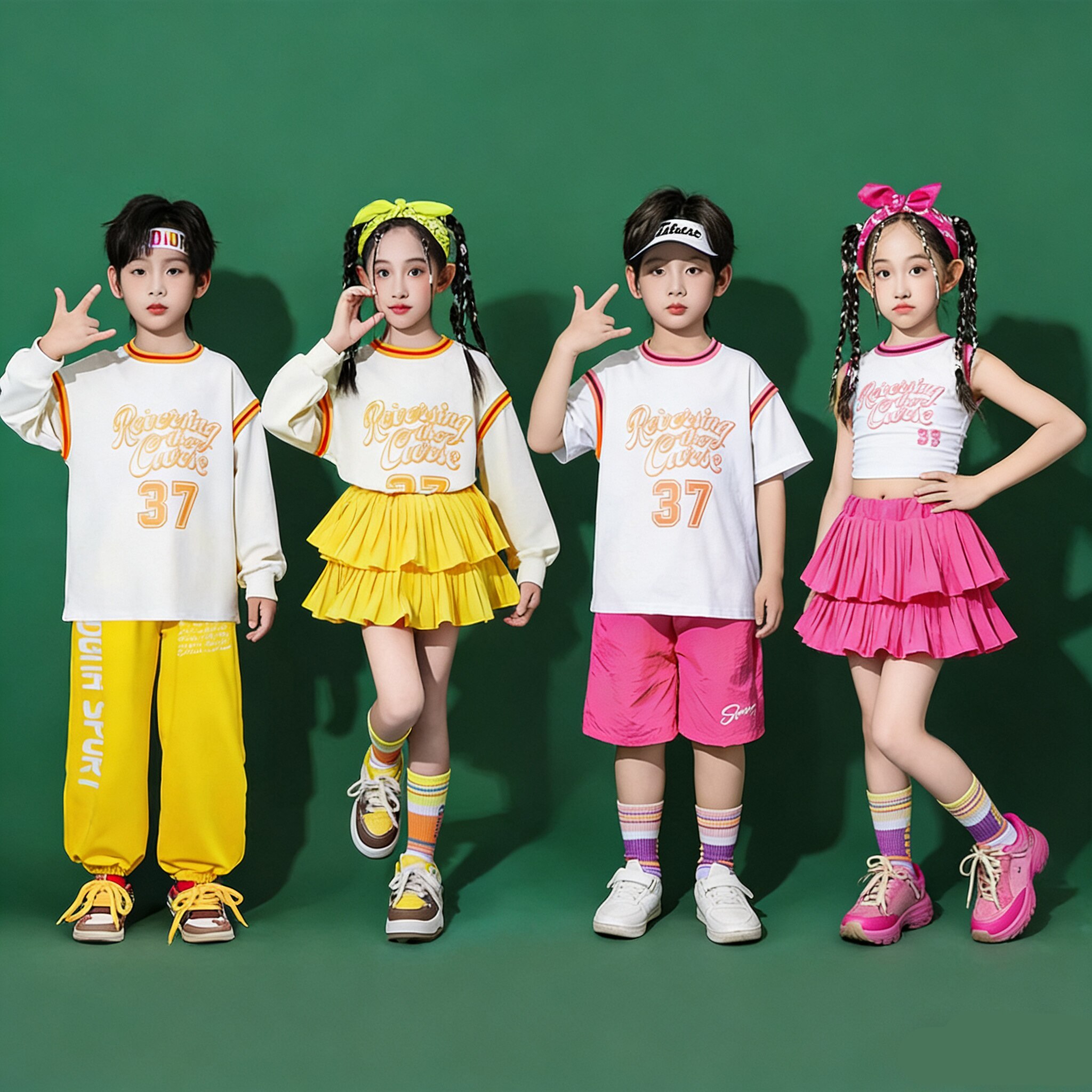 六一儿童啦啦队表演服装男女童街舞爵士幼儿园小学生运动会开幕式