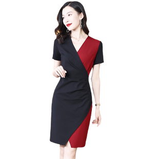 高级感洋气气质名媛修身一步裙2026新款女夏季高端v领包臀连衣裙