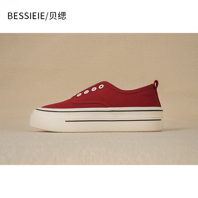 BESSIEIE/贝缌安可拉红帆布鞋