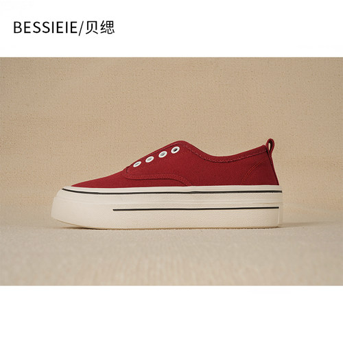 BESSIEIE/贝缌安可拉红帆布鞋