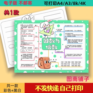 因数与倍数思维导图手抄报模板电子版小学生四年级数学小报线稿A4
