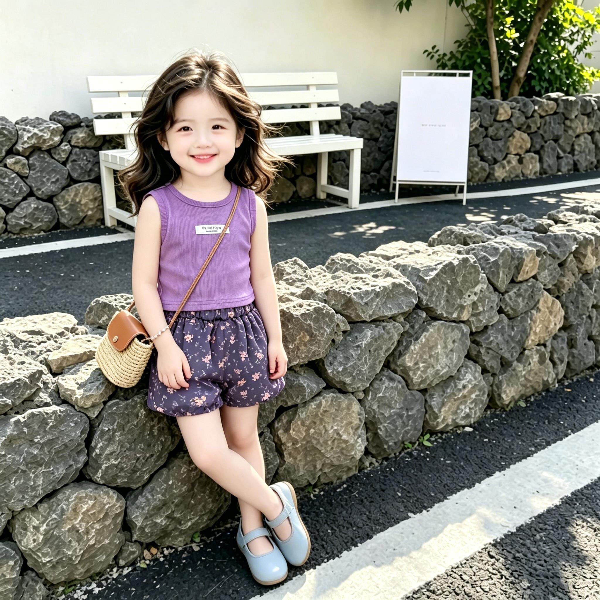 韩系女童夏季碎花花苞裤两件套