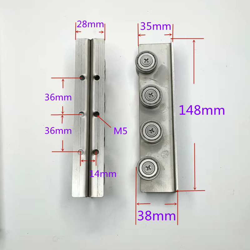 C30不锈钢地面导轨小号直立轨道不生锈侧装滑轨T平移天窗轨道滑轮