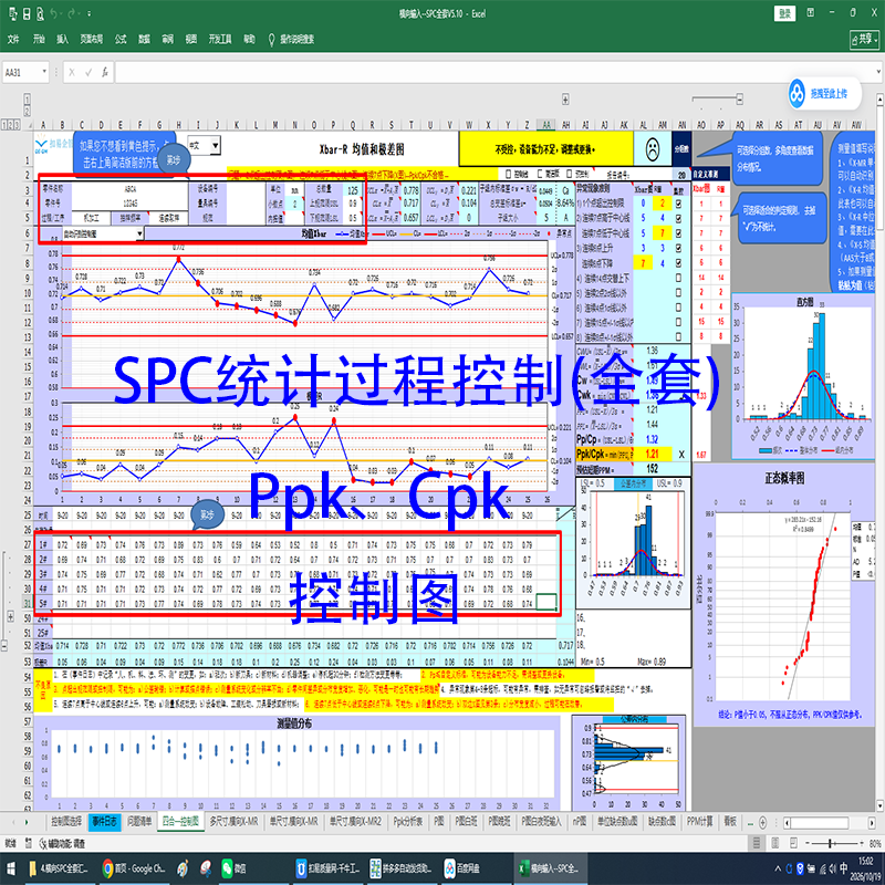 spc统计过程控制图cpk过程能力