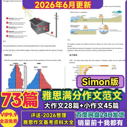 Simon雅思满分作文满分范文模板电子版大小作文高分技巧万能句型