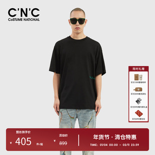 CNC品牌男装春夏新款短袖男潮流轻奢经典百搭款印花图案圆领T恤男