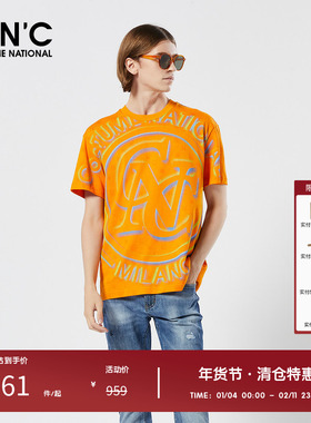 CNC品牌男装满身印花短袖男春夏新品轻奢潮流百搭图案LOGoT恤上衣