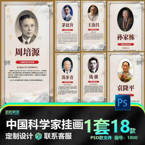 18位中国近现代科学家PSD素材