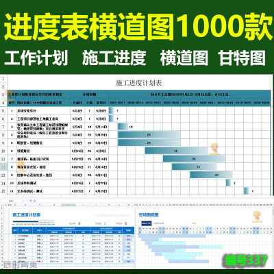 施工横道图自动生成模板进度计划表显示统计项目甘特图excel工程