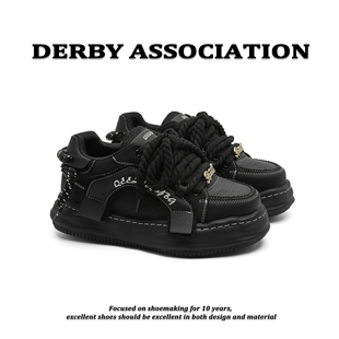 Derby Association隐形增高7CM系列黑武士板鞋情侣面包鞋增高鞋男