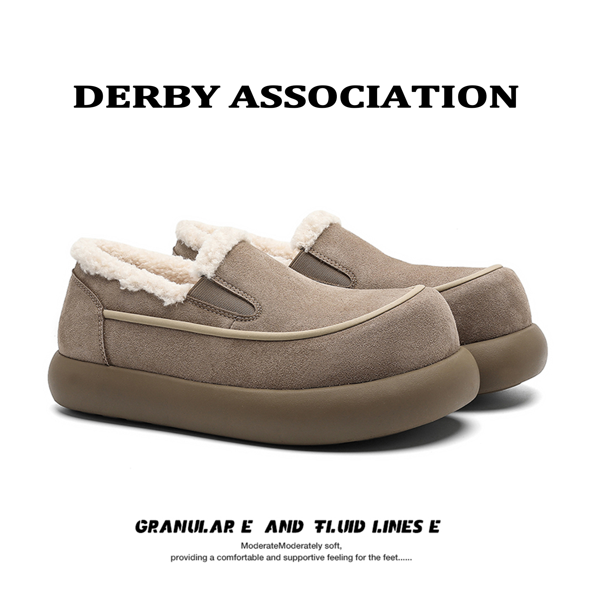 Derby Association小土豆勃肯乐福鞋2025冬季加绒雪地靴男一脚蹬