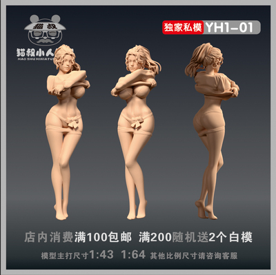 1/64人偶脱掉外套游泳吧车模手办