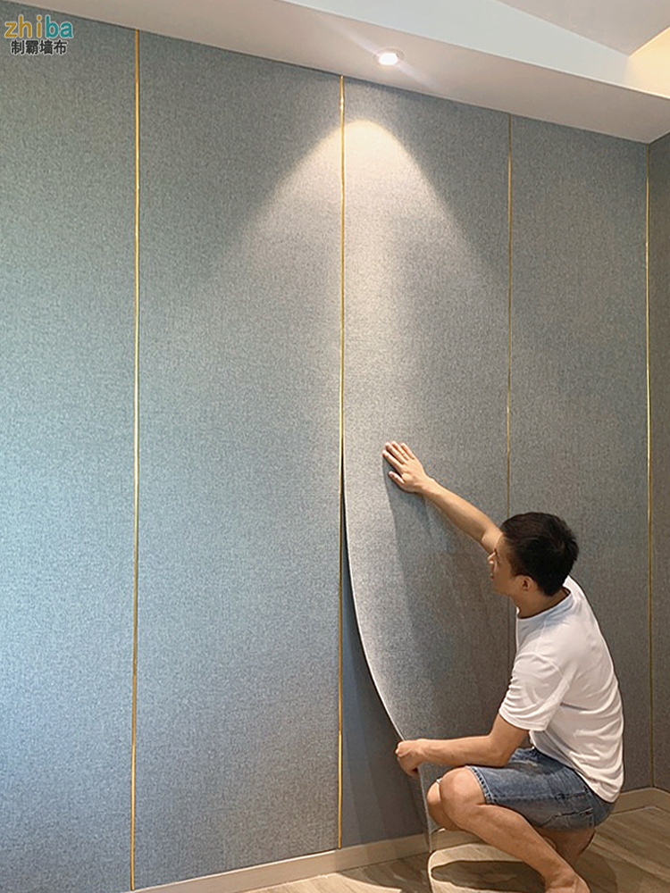 Linen wall cloth self-adhesive waterproof thickened TV background wallpaper bedside soft bag wall panel decoration living room bedroom wall cloth