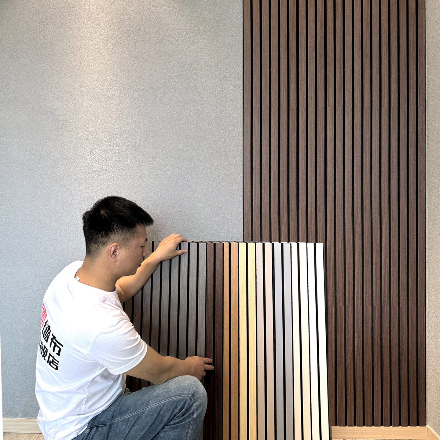 吸音板自粘格栅板凹凸3d立体壁贴电视背景墙沙发床头木饰面护墙板