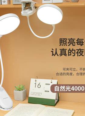 充式LED台灯床头学生用床灯小巧便捷台风夹板夹子款夹灯