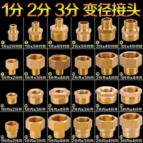 三分内丝转四分外丝铜2分3分3通4转2不锈钢球阀4变2阀门多用接头