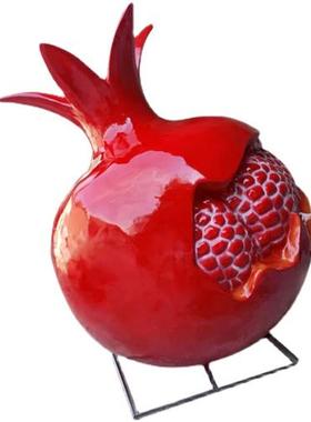 玻璃纤维大型民族团结石榴雕塑红石榴模型户外石榴籽定制石榴雕塑