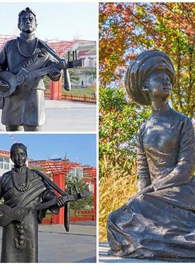 玻璃钢民俗雕塑定制大型户外藏族蒙古族人物铸铜雕像景观落地摆件