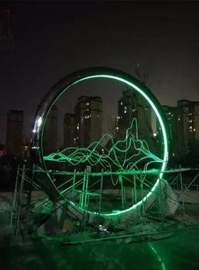 定制安装大型金属喷泉户外酒店小区广场圆形不锈钢喷泉雕塑