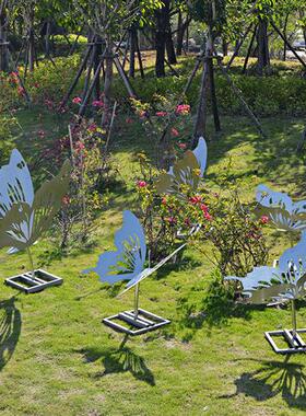 不锈钢户外蝴蝶镜面金属剪影雕塑定制庭院草坪园林造景观摆件小品