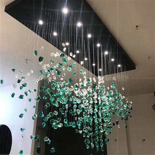 现货水晶玻璃石头吊灯彩色冰块酒店装饰琉璃挂件售楼部沙盘灯具