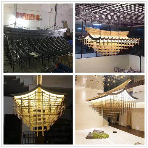 定制中式古典宫殿吊灯鸟巢式实木条仿古屋脊售楼部屋檐古建筑房子