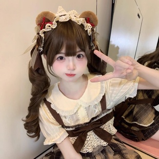 糯叽小咪假发65cm蜜茶色罗马卷全头套甜美显白Lolita长卷发jk少萝