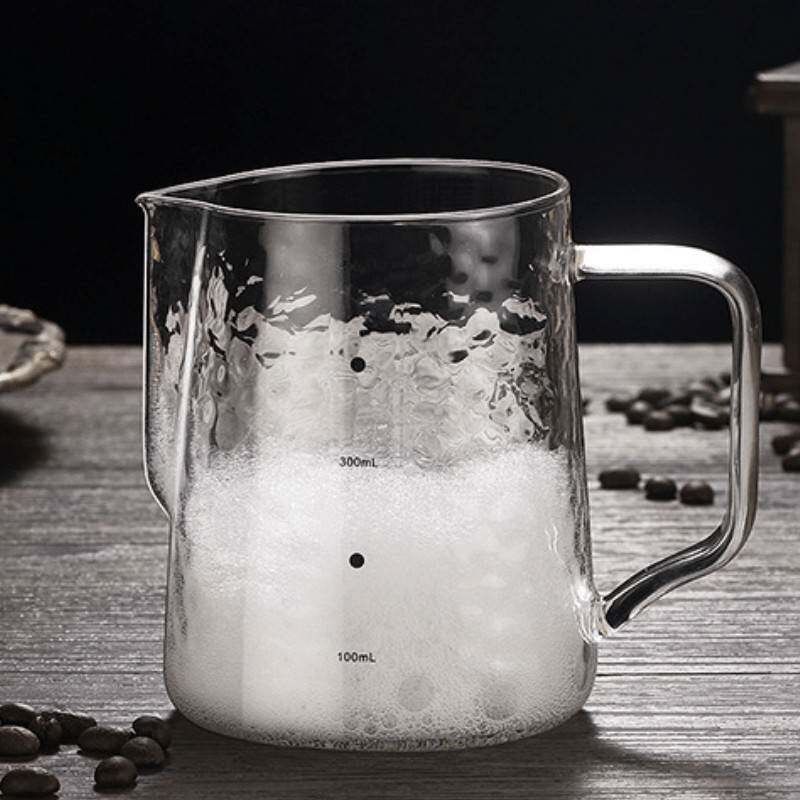 拉花专用咖啡杯打奶缸尖嘴咖啡刻度杯专用杯适合拉花玻璃鹰嘴彩色