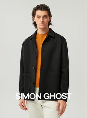SIMON GHOST秋冬新款男士夹克黑色百搭羊毛休闲灰色商务外套上衣
