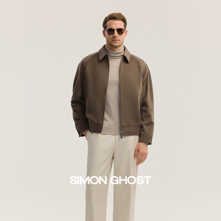 SIMON GHOST 意大利男士羊毛羊绒哈林顿外套休闲简约翻领秋冬夹克