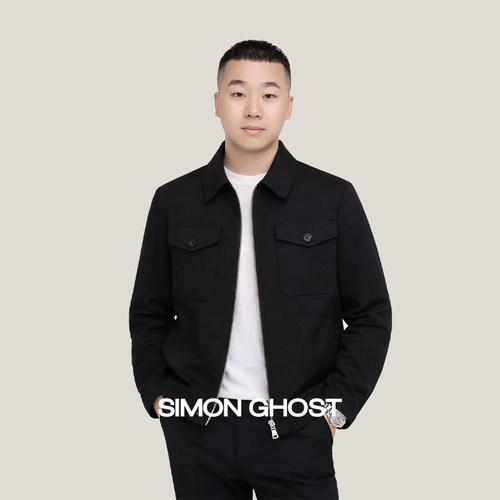 SIMON GHOST 男士翻领飞行员夹克工装风口袋设计春季通勤休闲外套