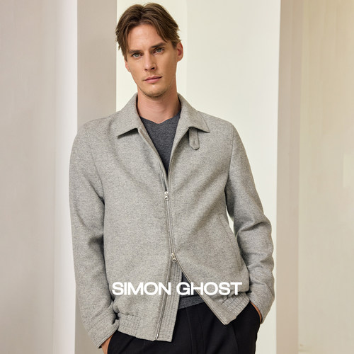 SIMON GHOST 男士羊毛夹克秋冬季商务休闲灰色格雷系上衣外套