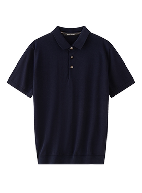 SIMON GHOST 男士夏季针织POLO衫短袖纯棉休闲白色翻领上衣新品