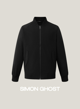 SIMON GHOST 男士休闲夹克秋季新款百搭黑色棒球领男款外套