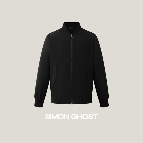 SIMON GHOST 男士休闲夹克秋季新款百搭黑色棒球领男款外套