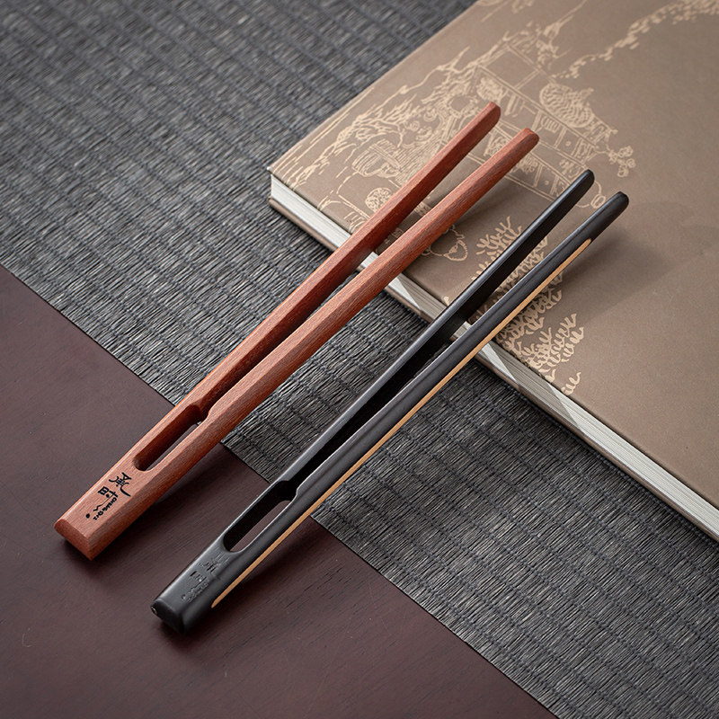 实木茶夹防烫冲茶夹功夫茶具茶道配件泡茶工具茶杯镊子黑檀木夹子