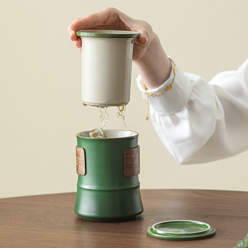 竹节造型陶瓷茶具套装茶水分离泡茶杯三件套办公喝水马克杯礼品,节庆用品/礼品,创意礼盒/礼品套组,淘宝优惠券,粉丝福利购,淘宝优惠卷