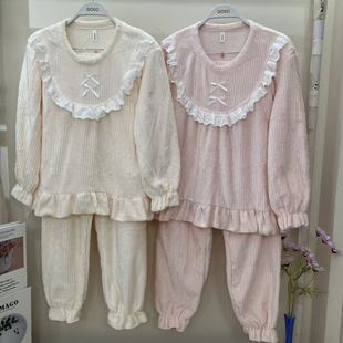 香蜜闺秀25403027女甜美可爱公主风家居服法兰绒加厚保暖套装 睡衣