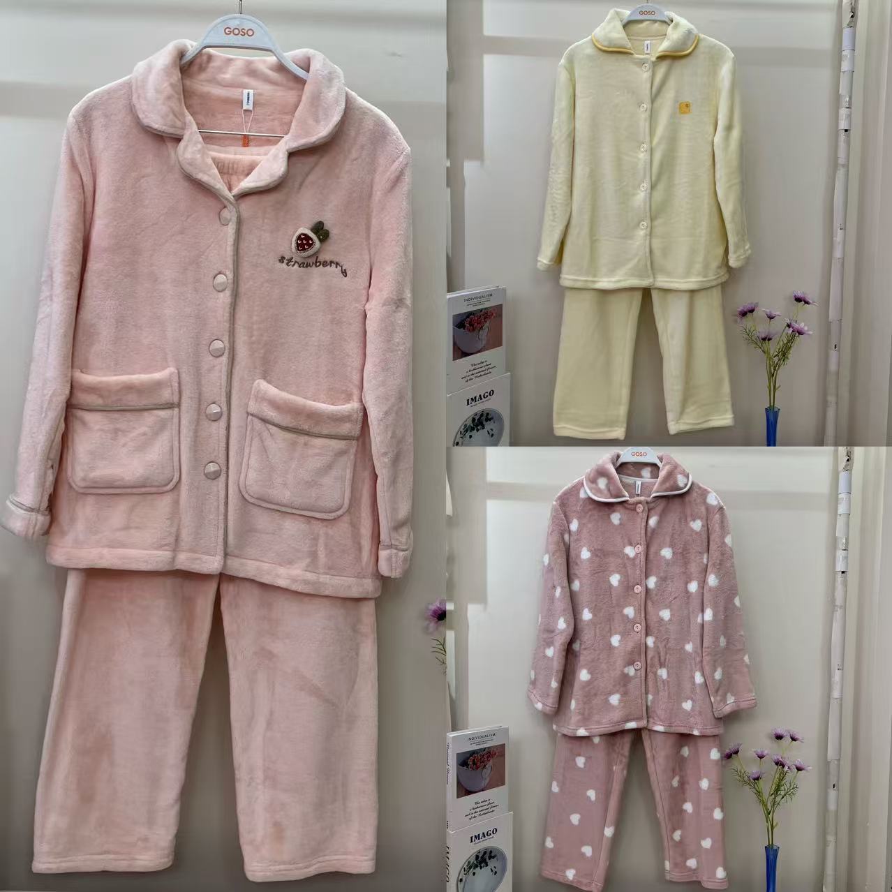 女士法兰绒简约长毛绒款家居服