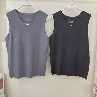 香蜜闺秀25425006男士 云朵绒蚕丝羊绒贴片背心无痕保暖抗静电 新款