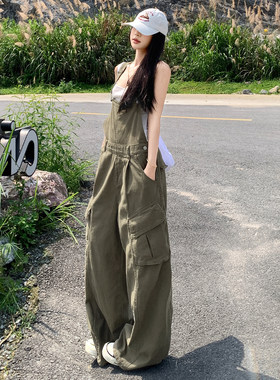 美式复古｜笔袋设计｜宽松工装牛仔背带裤女