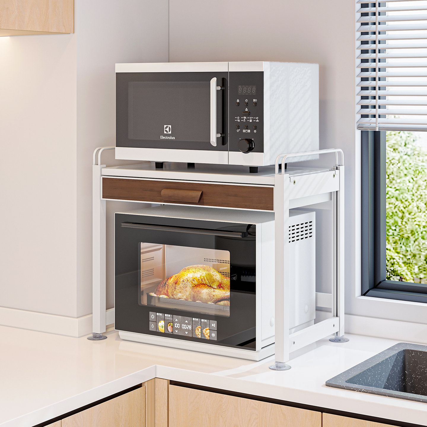 厨房微波炉置物架多功能烤箱架子