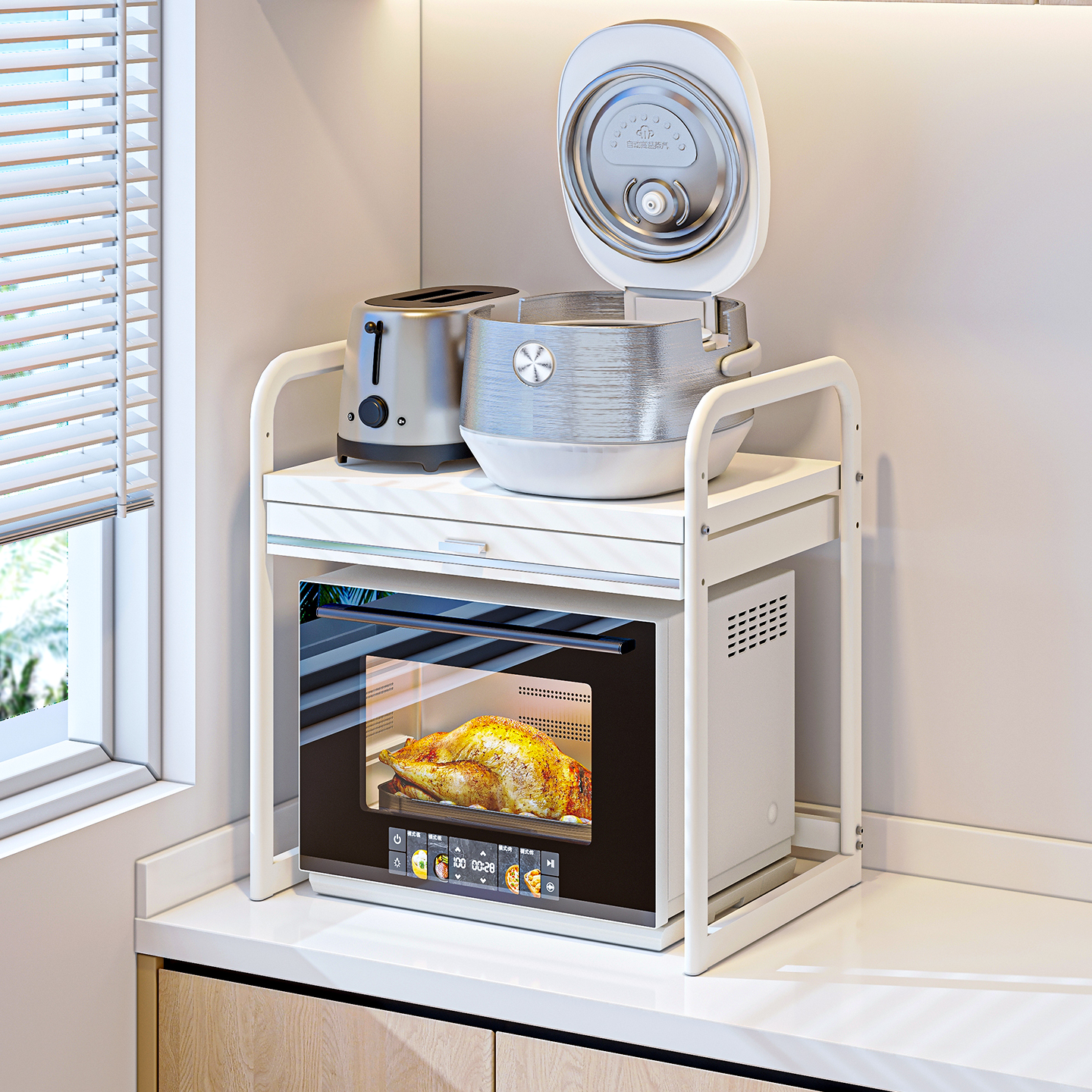 窄款台面微波炉置物架