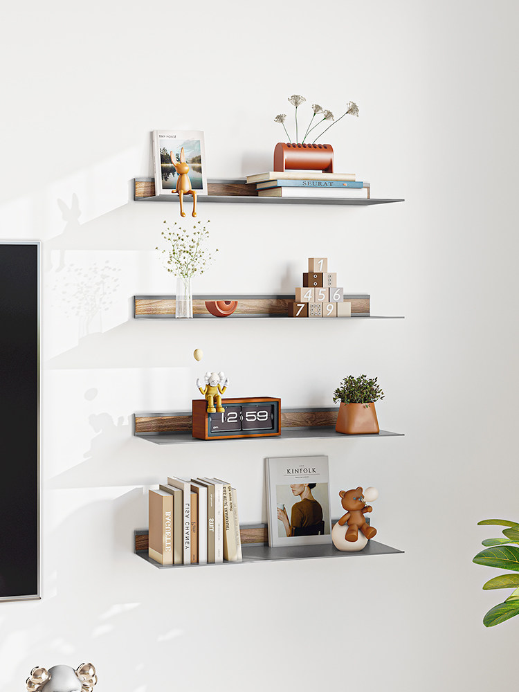 客厅墙上置物架墙面背景电视墙展示装饰架一字板免打孔书架收纳架