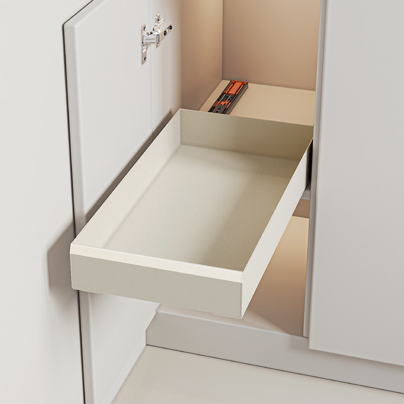 厨房整体橱柜拉篮抽屉式窄款调味料置物架柜内下水槽放碗碟锅具收