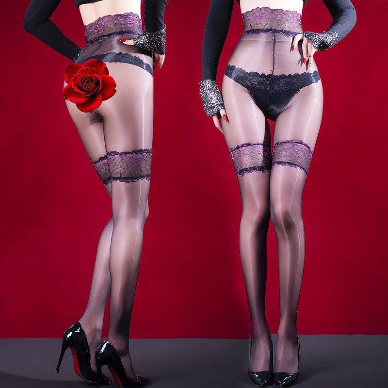 「桃汁妖妖」蕾丝拼接假两件极光长筒丝袜女大码3D薄款油亮连裤袜,女士内衣/男士内衣/家居服,连裤袜/打底袜,淘宝优惠券,粉丝福利购,淘宝优惠卷