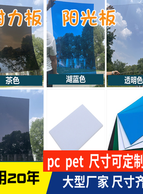 pc耐力板3mm5mm10mm2mm透明茶乳白灰蓝绿咖啡色可定制尺寸阳光板