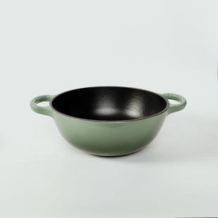 23CM铸铁珐瑯锅小炒锅 0化学涂层厨具锅微压锁鲜电磁炉瓦斯炉通用