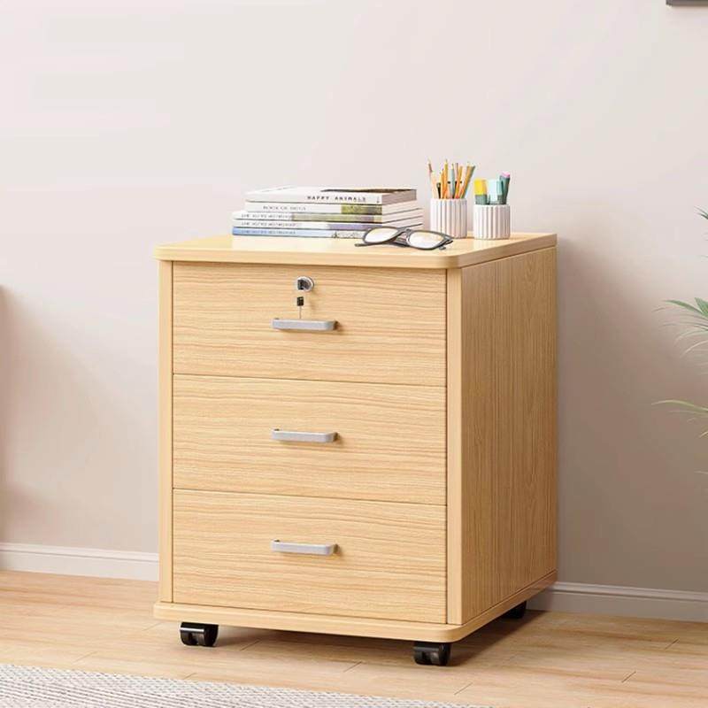 文件柜带锁可移动收纳柜办公室木质抽屉柜带轮桌下收纳矮柜小柜子