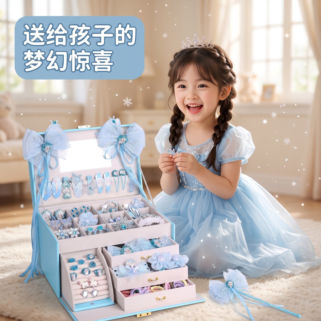 儿童发卡首饰盒女孩爱莎冰雪公主图片